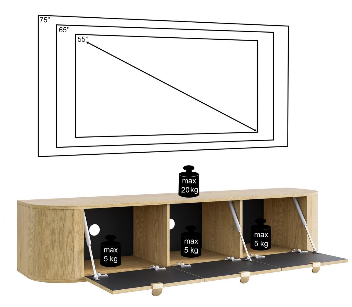 TV-HÄNGEBOARD Coru 175 cm - Dunkelbraun, Holzwerkstoff/Metall (175.4/35/39.1cm) - Selsey