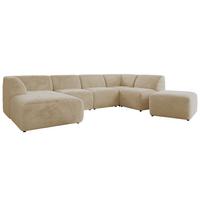 WOHNLANDSCHAFT MODARO U 6M - Creme Plüsch - Links - Creme/Schwarz, Textil (180/78/345cm) - MKS