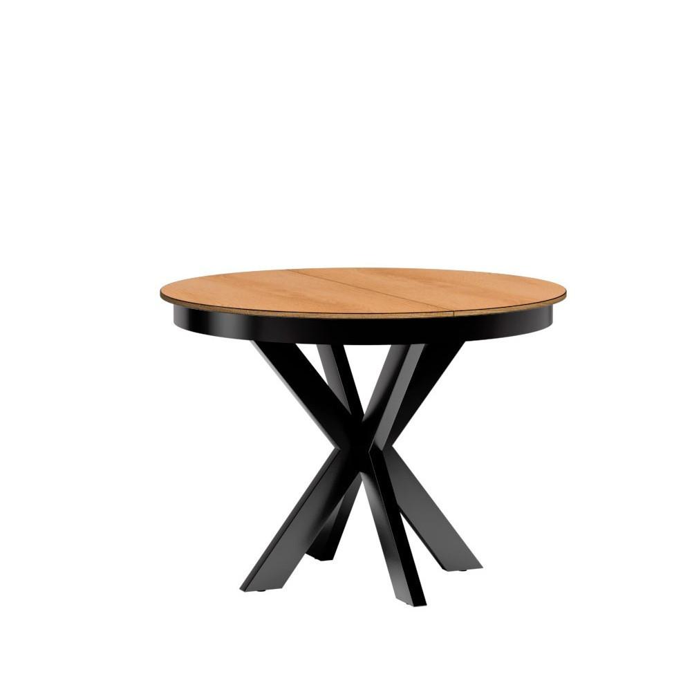 ESSTISCH CARINI Ausziehbar 110 - 150 / 110 x 75 cm - Eichefarben/Schwarz, Holz (110/110/75cm) - MASSENO