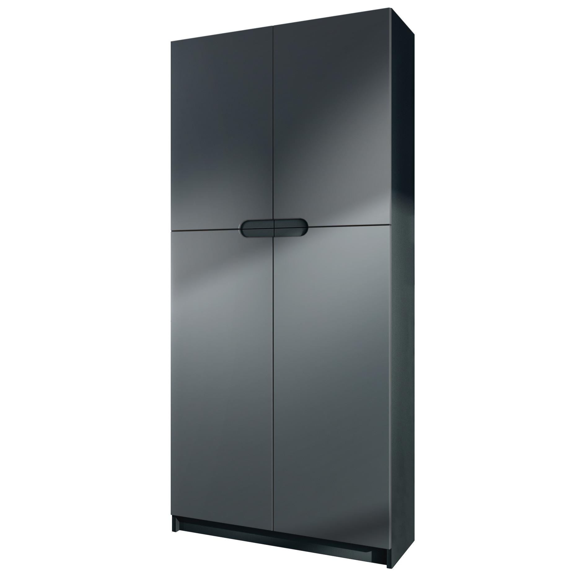 BÜROSCHRANK Logan Fronten in Graphit Seidenmatt - Graphitfarben, Holzwerkstoff (82/184/37cm) - Vladon