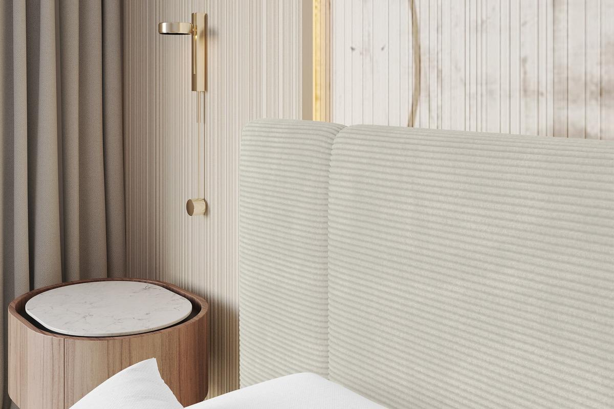 POLSTERBETT mit Bettkasten, Fußteil und Lattenrost, Bett mit Matratze H3/H4 - TEVO-Z 140x200 Creme - Sahara, Holzwerkstoff/Textil (140/200cm) - ALTDECOR