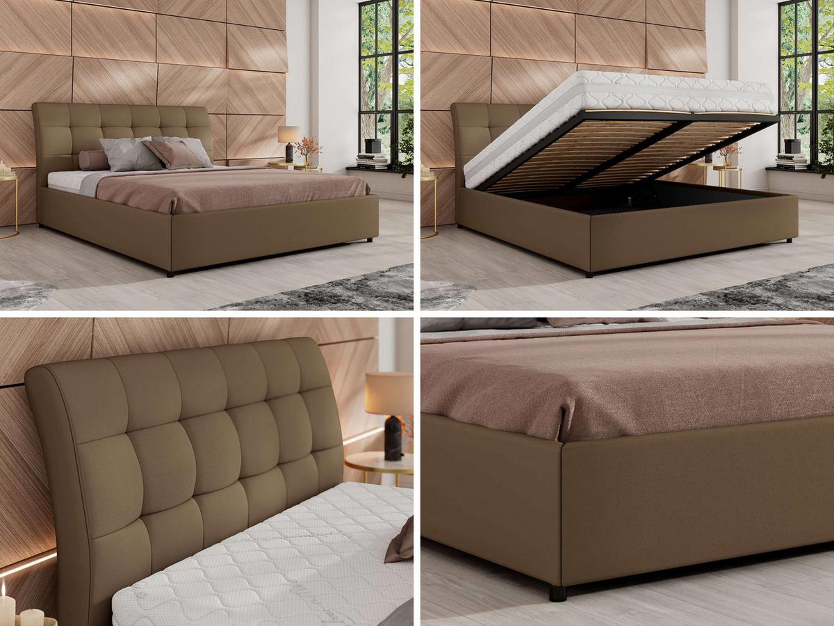 POLSTERBETT GALA CLASSIC 180/200 - Braun Kunstleder - Multipocket-Matratze - Braun, Textil (180/200cm) - MKS