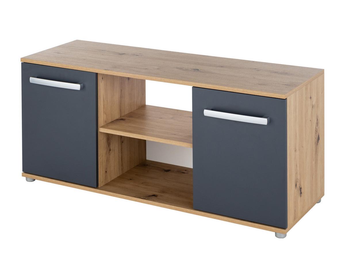 JUGENDZIMMER MEGA-Set Alessio 6-tlg. - Anthrazit/Silberfarben, Holzwerkstoff/Kunststoff (120/1/200cm) - arthur berndt