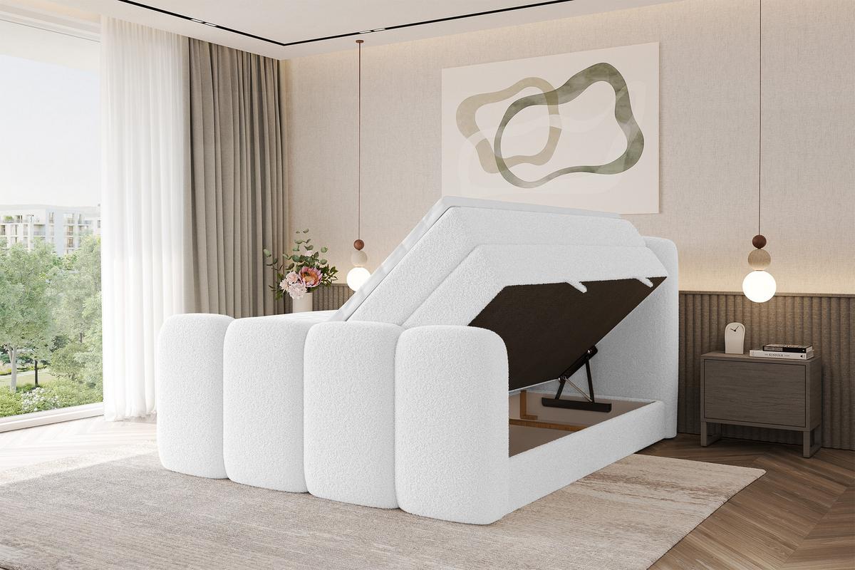 BOXBETT mit Matratze H3|H4 und Lattenrost - NINA-Z KING - 200x200 cm Quelle - Weiß - Weiß, Holzwerkstoff (200/200cm) - ALTDECOR
