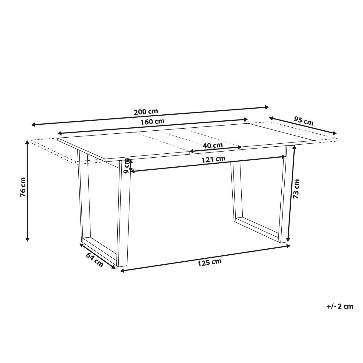 ESSTISCH ausziehbar Helle Esche 160-200/95 cm Camden - Hellbraun, Holzwerkstoff (160/95/76cm) - Beliani