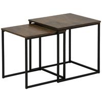 BEISTELLTISCH 2er-Set Quadratisch Holz, Schwarz Denny - Dunkelbraun, Holzwerkstoff (35/35/42cm) - Beliani