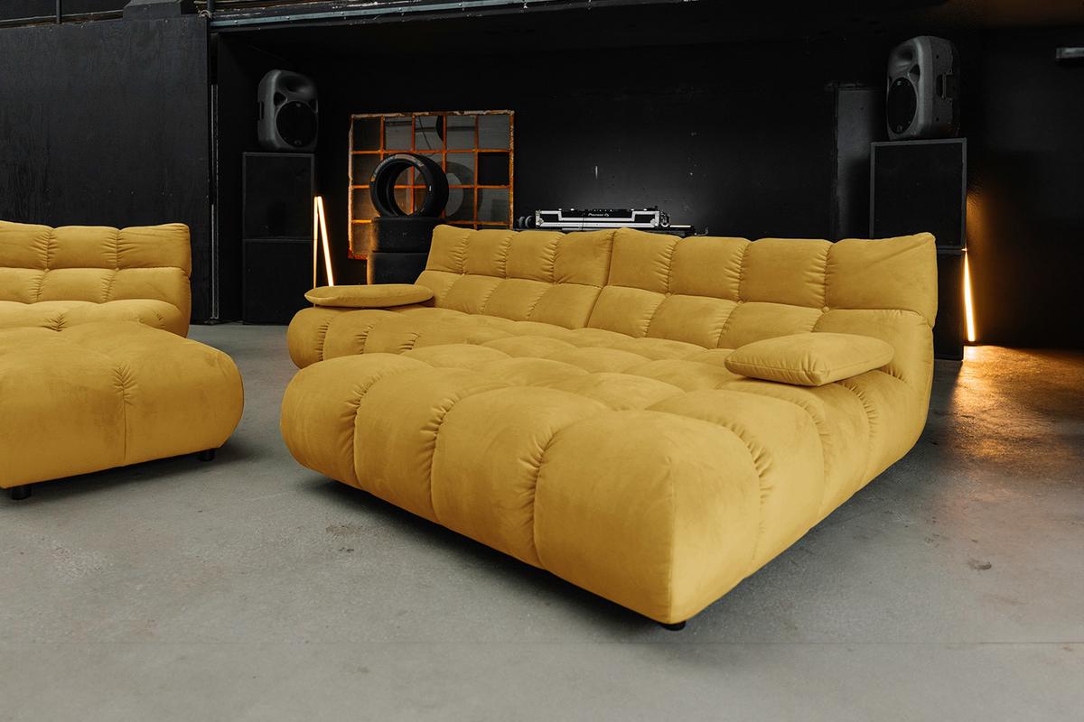 SITZGRUPPE VIVIEN 3ER SET Gelb Velvet (1er-Set) - Currygelb/Gelb, Kunststoff/Textil (510/85/359cm) - KAWOLA