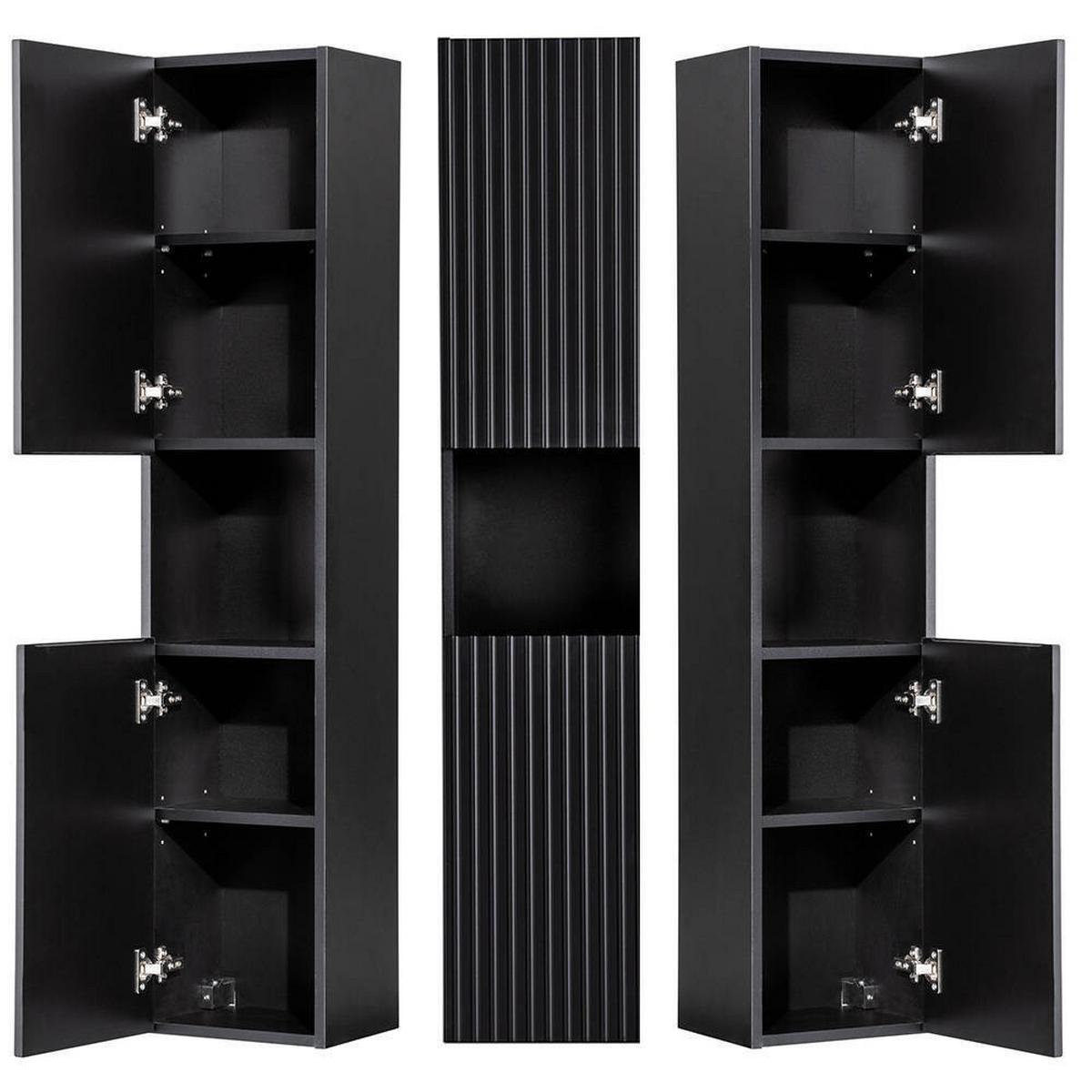 BAD-HOCHSCHRANK Skelbolu - Schwarz, Holzwerkstoff (30/140/25cm) - [en.casa]