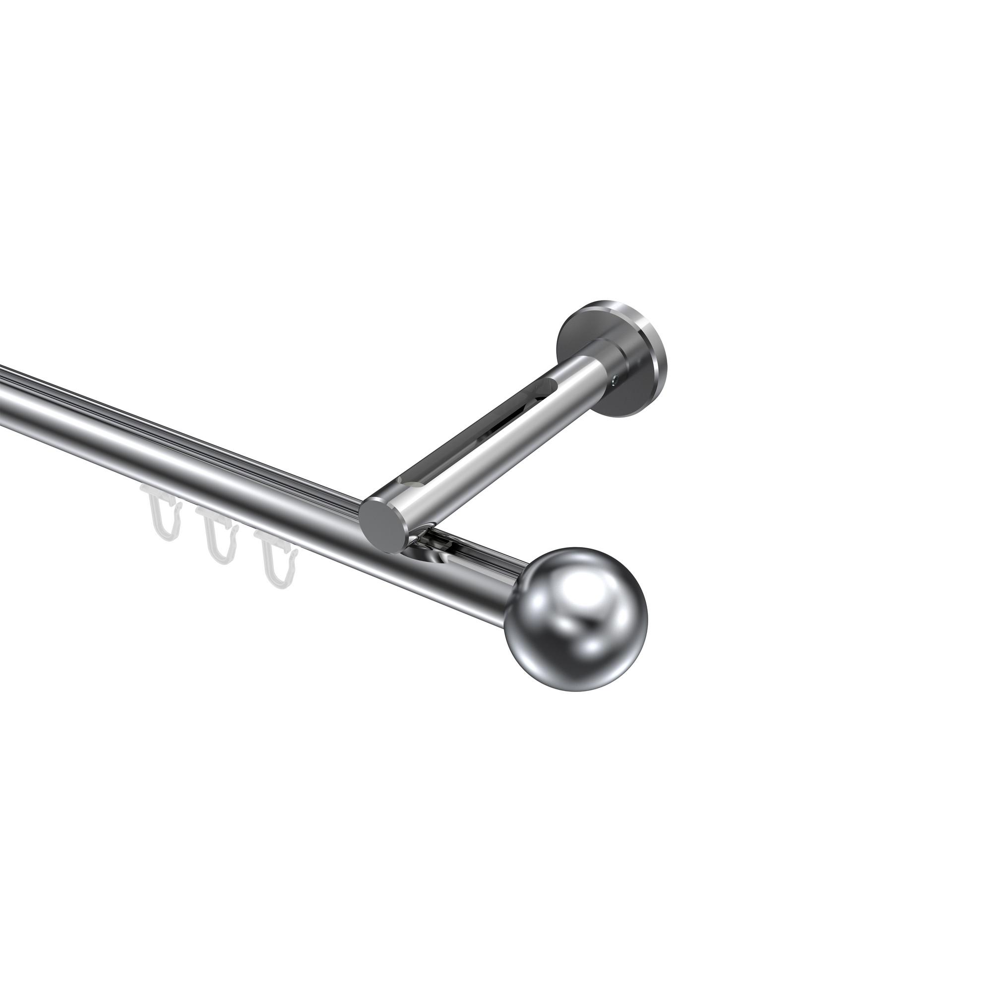 GARDINENSTANGE INNENLAUF Siteno Luino 360 cm (geteilt in 2 x 180 cm), 1-läufig, 20 mm Ø Chrom - Chromfarben, Metall (360cm) - INTERDECO