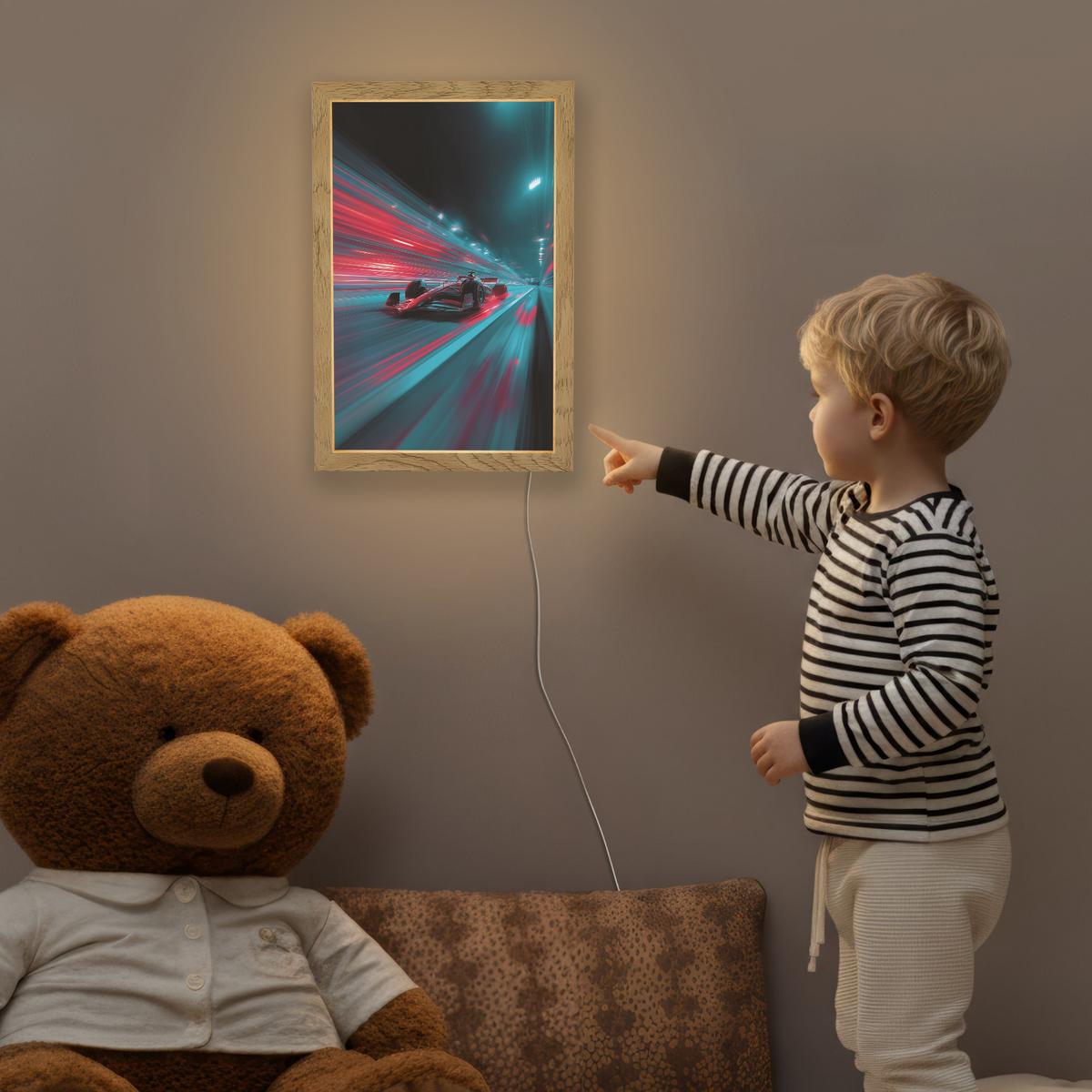 NACHTTISCHLAMPE Rennwagen - Rot - Geschwindigkeit 20x30 cm - Türkis, Holzwerkstoff (8/20/30cm) - OnlyWow