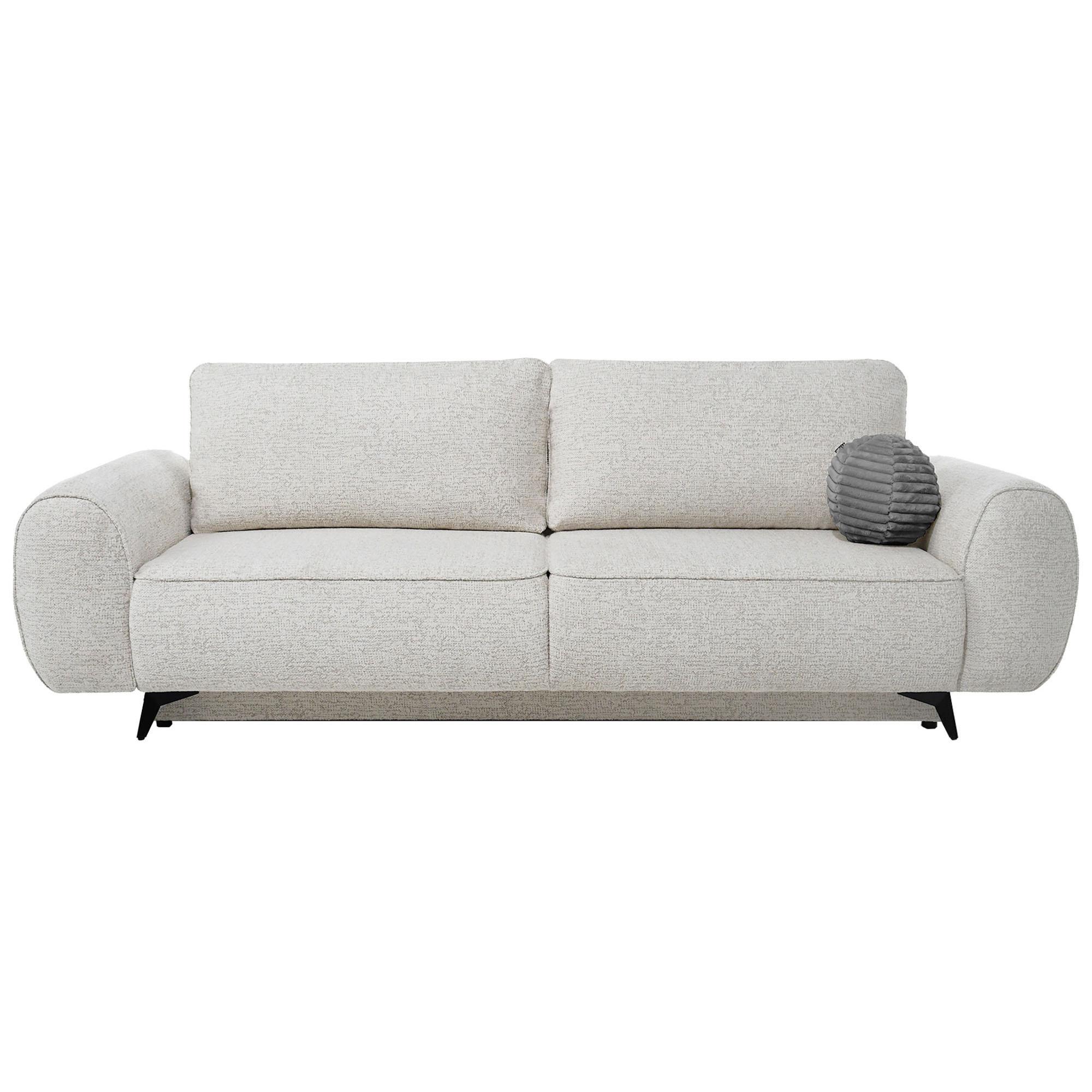 SCHLAFSOFA Vito 3-Sitzer mit Bettkasten, DL-System, Chenille-Stoff, Beige - Beige/Schwarz, Textil (256/90/99cm) - Beautysofa