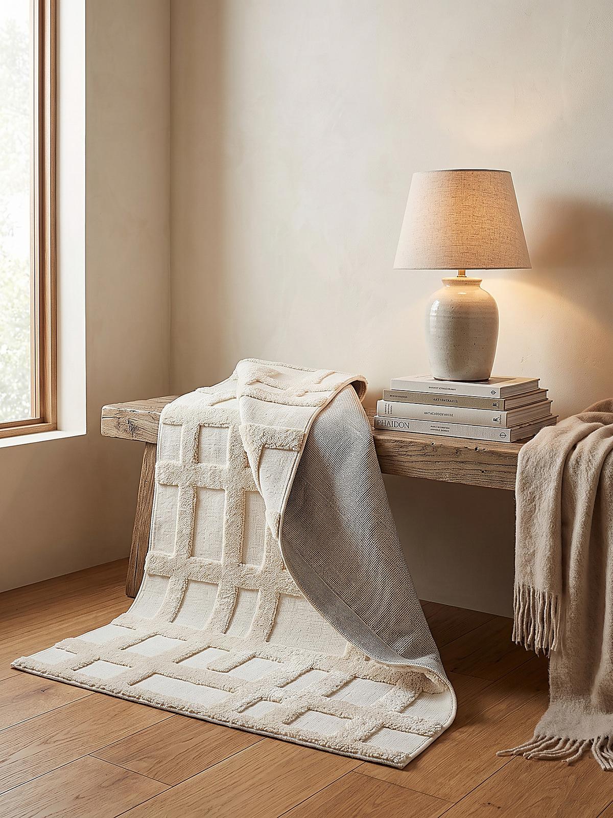 HOCHFLORTEPPICH FORSS, Labyrinth-Relief, Creme, 133 x 190 cm - Beige, Textil (133/190cm) - KADIMA DESIGN