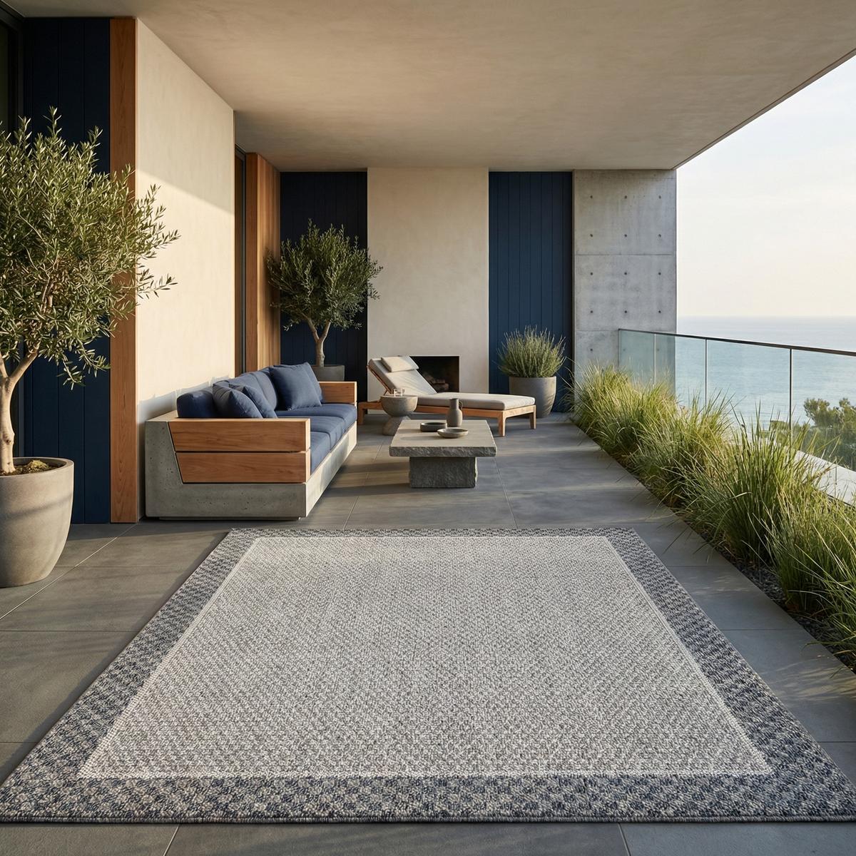 TEPPICH Outdoor LIRIA in Creme, mit Bordüre, aus Polypropylen, 120 x 170 cm - Beige, Textil (170/120cm) - KADIMA DESIGN