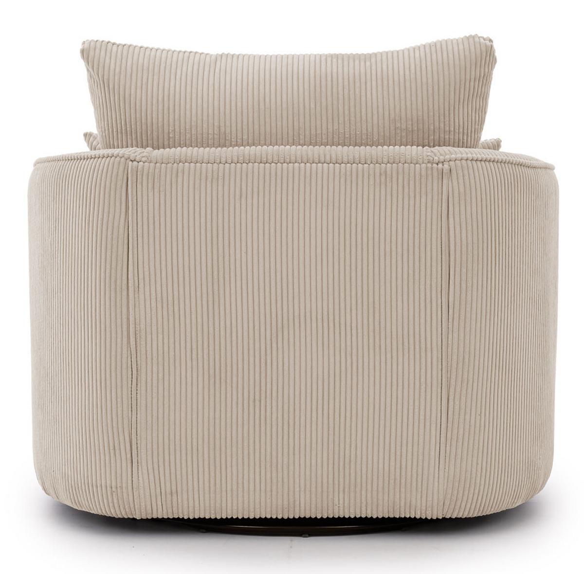 DREHSESSEL Ted aus Beige Cord-Stoff - Beige/Schwarz, Holz/Textil (107/94/100cm) - S-Style Möbel