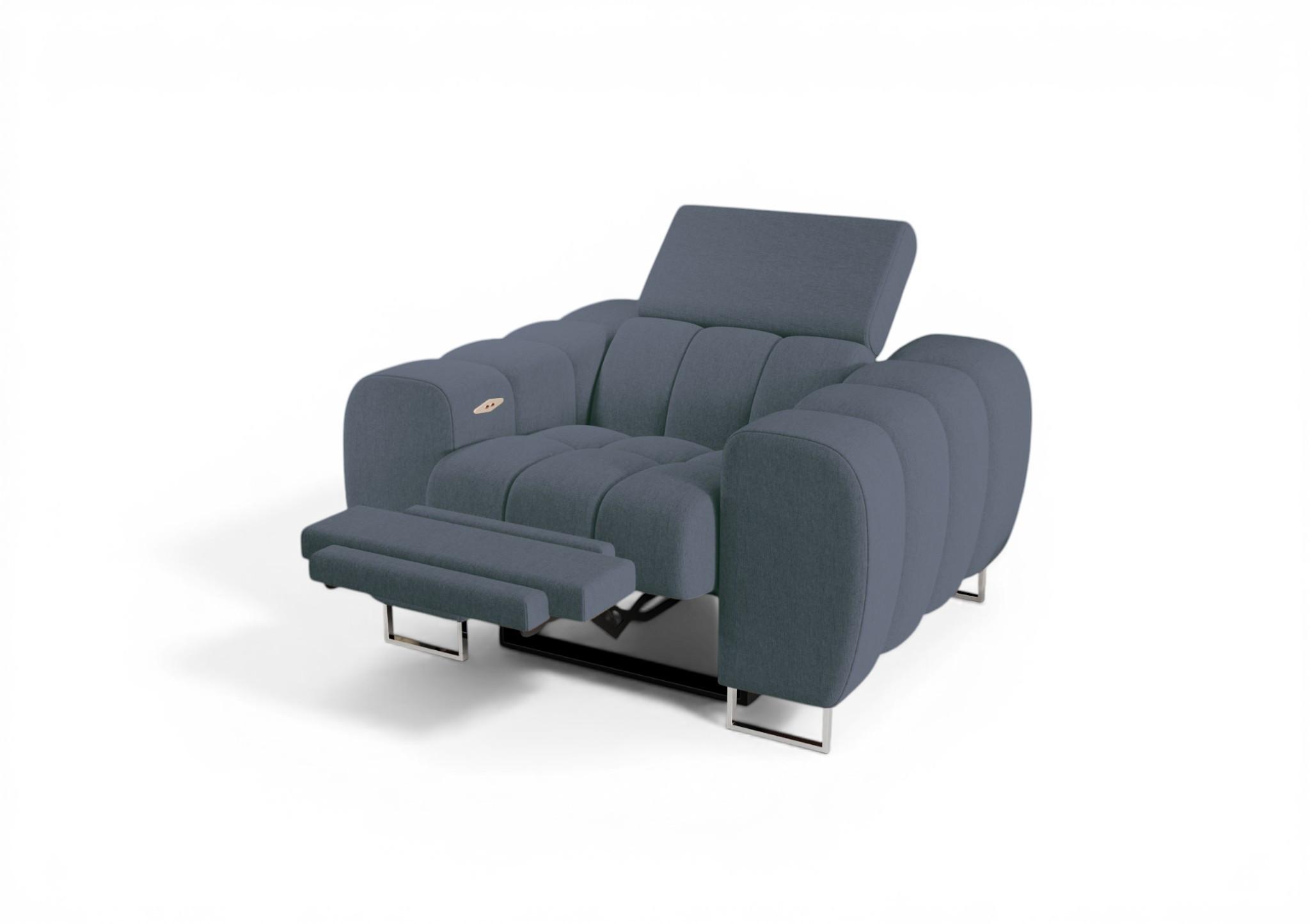 SESSEL Bastien Relax In Stoff Gemma - Blau, Holzwerkstoff/Textil (125/95/97cm) - Fun Möbel