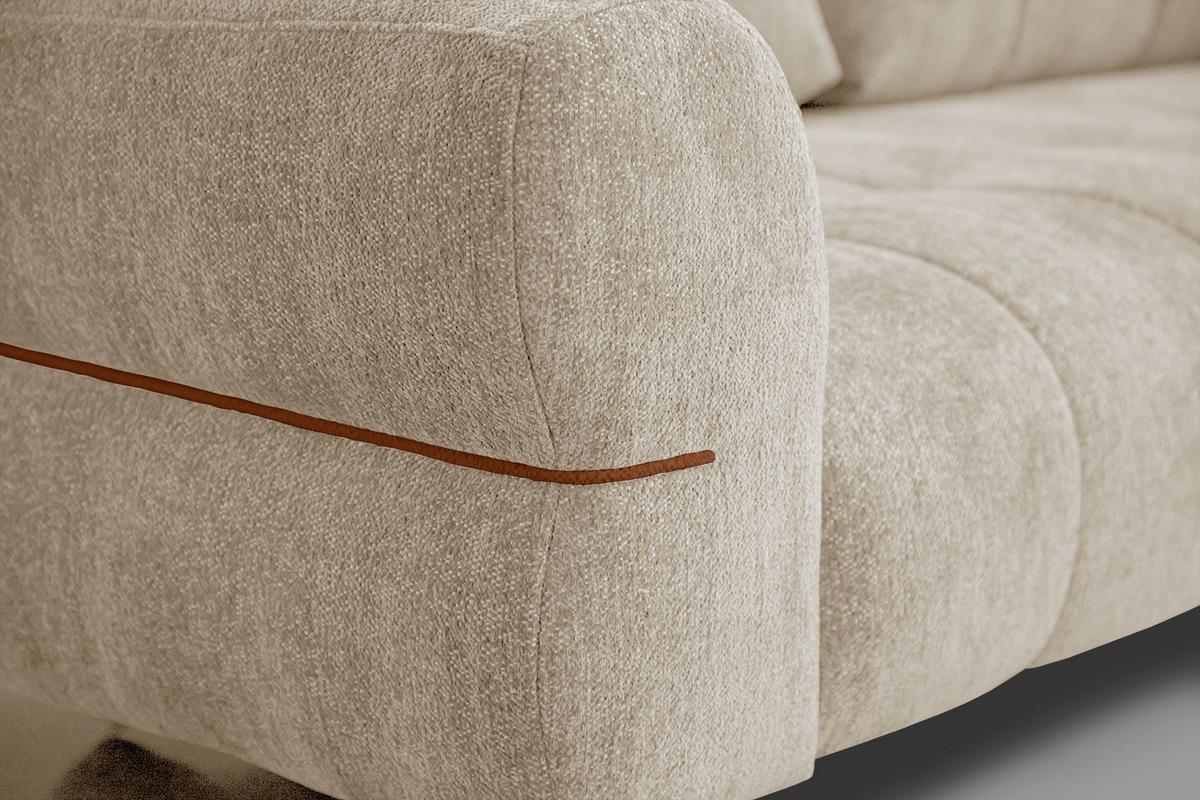 SOFA SALVINI 3-Sitzer, ecru - Ecru/Schwarz, Holzwerkstoff/Textil (176/88/99cm) - Wozimo