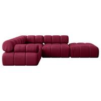 ECKSOFA modulares Sofa Felto-L1 - 285x190x70 cm Bordeauxrot Velours - Bordeaux, Holzwerkstoff/Textil (285/190cm) - ALTDECOR