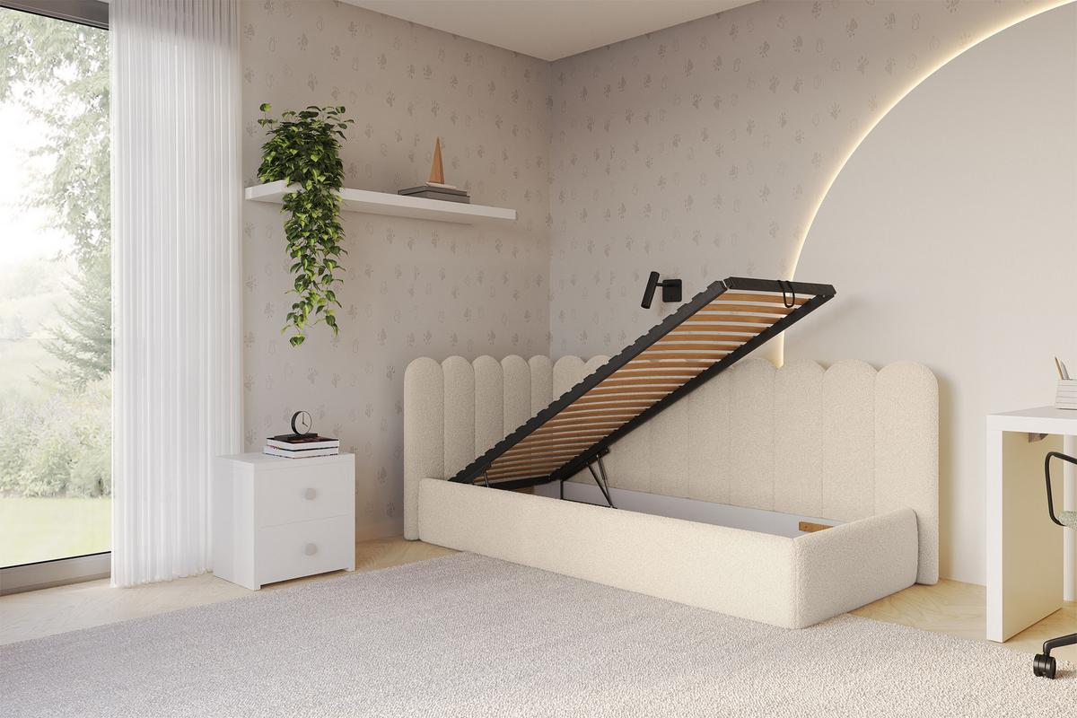 EINZELLBETT Jugendbett mit Bettkasten, Rechts - ARTY 80x200 Dunkelbeige - Taupe, Holzwerkstoff/Textil (80/200cm) - ALTDECOR