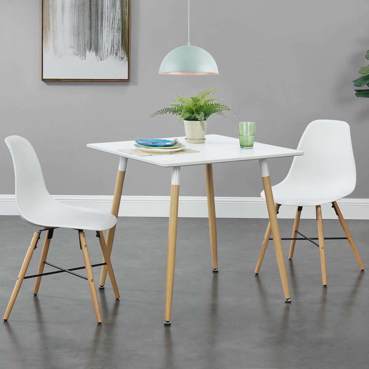ESSTISCH Hessen - Weiß/Braun, Holzwerkstoff/Metall (80/80/74cm) - [en.casa]