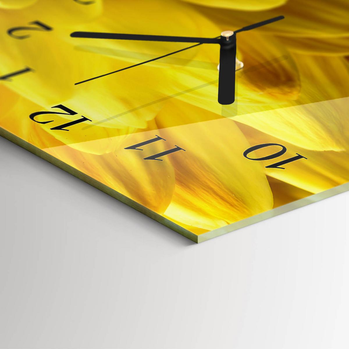 WANDUHR aus Glas 60x30 cm - Chrysantheme - Gelb, Glas (60/30/0.4cm) - TULUP