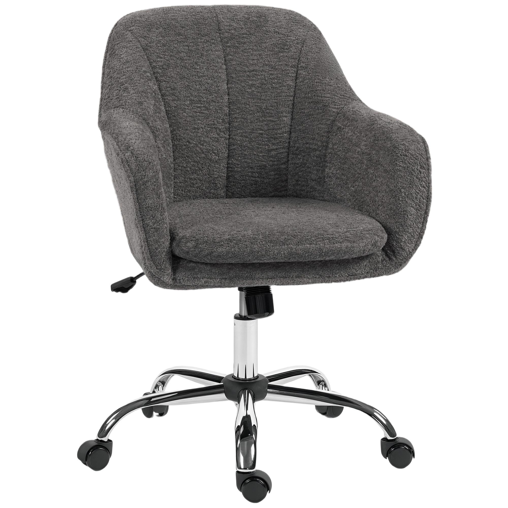 SCHREIBTISCHSTUHL Grau - Chromfarben/Grau, Textil/Metall (63/96/64cm) - HOMCOM