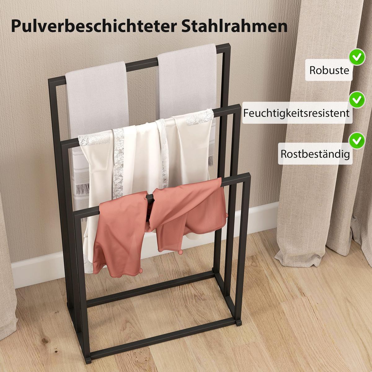 HANDTUCHHALTER Stahl Schwarz - Schwarz, Metall (21.5/85/45cm) - HOMCOM