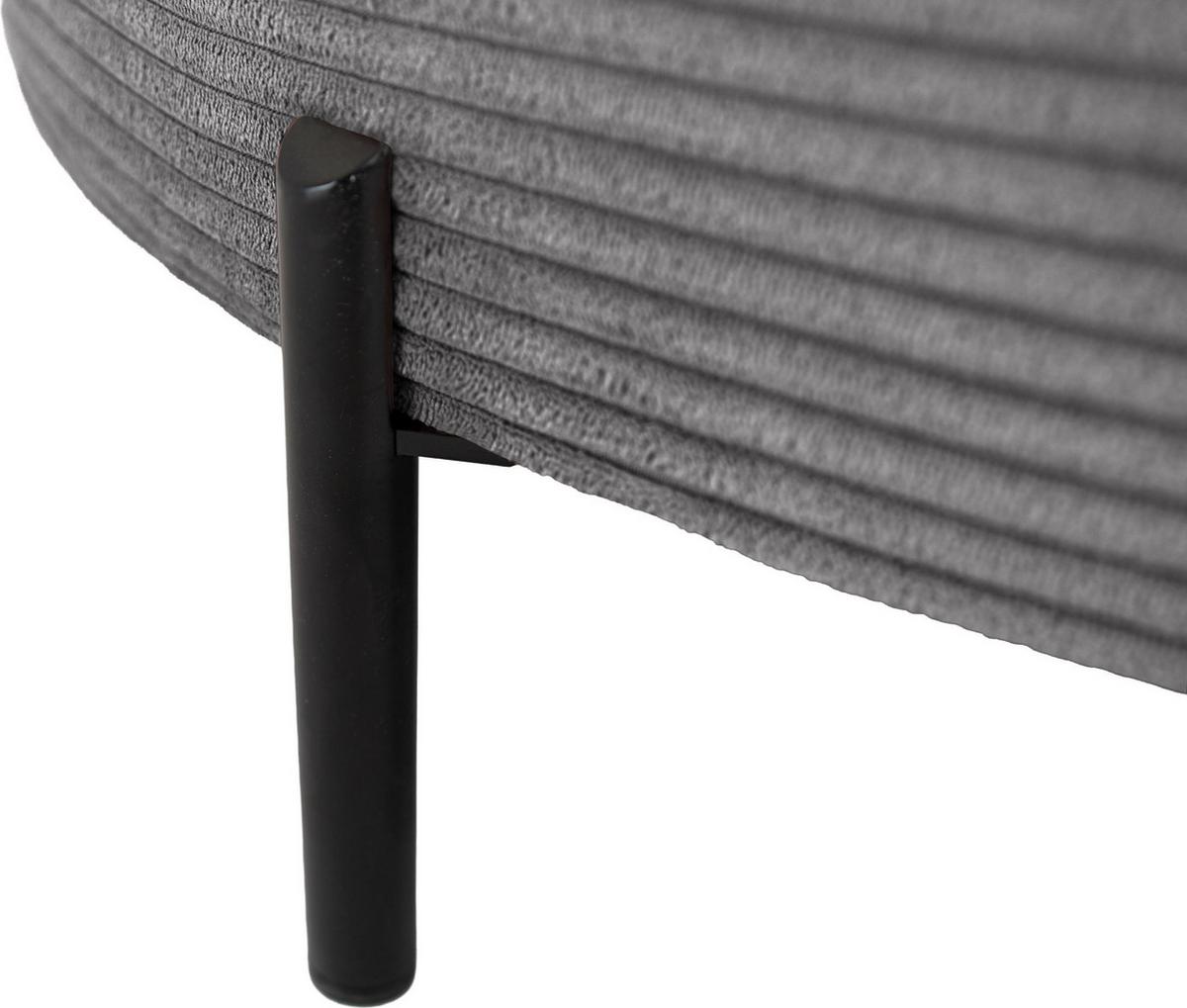 ECKSOFA Hana Loft 3-Sitzer Ecke Rechts, Cordstoff Chenille, Grau 241/80/168 cm - Schwarz/Grau, Textil/Metall (241/168cm) - WFL GROUP