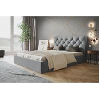 BETT 120x200 - Polsterbett mit Bettkasten und Metallrahmen - Elegant Betten - Weicher Jasminstoff - Kollektion Boston, Grau - Grau, Holz/Textil (120/200cm) - Alpi-Möbel