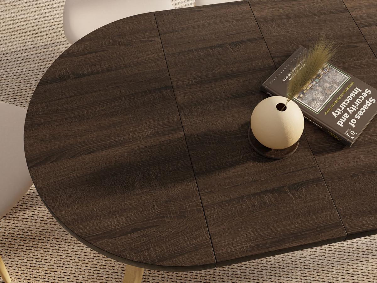 ESSTISCH Avero runder ausziehbarer, Eiche Sonoma dunkelbraun 100-140/100/77 cm - Hellbraun/Eichefarben, Holz/Holzwerkstoff (100/140/77cm) - WFL GROUP