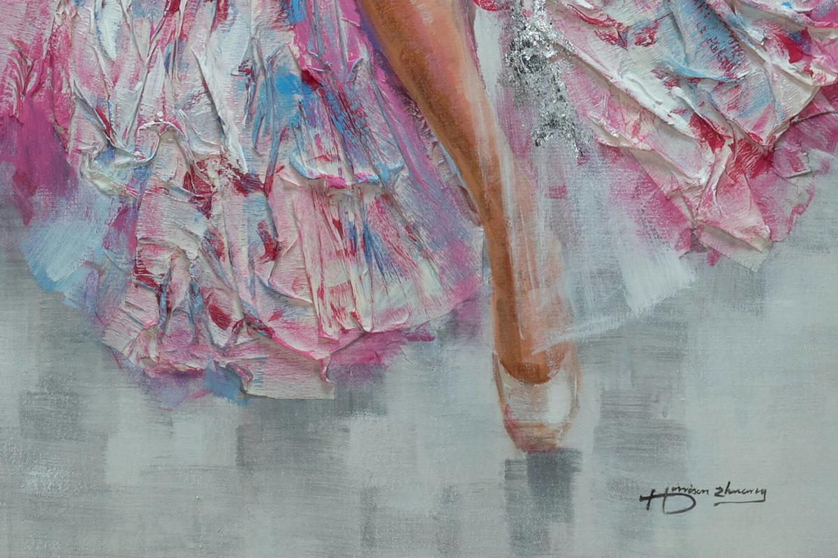 ACRYLBILD HANDGEMALT 60/120 cm - Pink/Weiß, Holz/Textil (60/120cm) - KUNSTLOFT