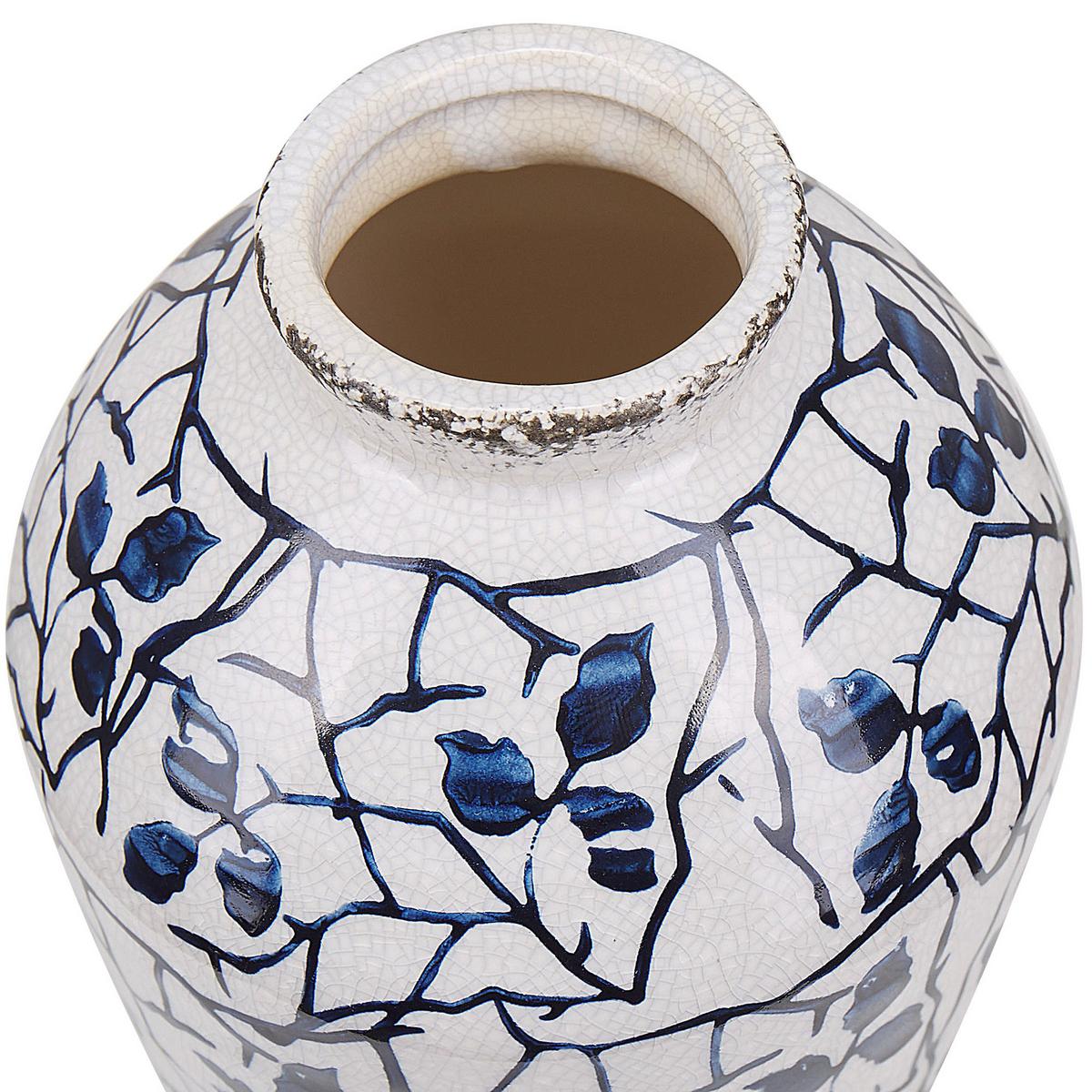 BLUMENVASE Steinzeug weiß Mallia - Weiß, Stein (22cm) - Beliani