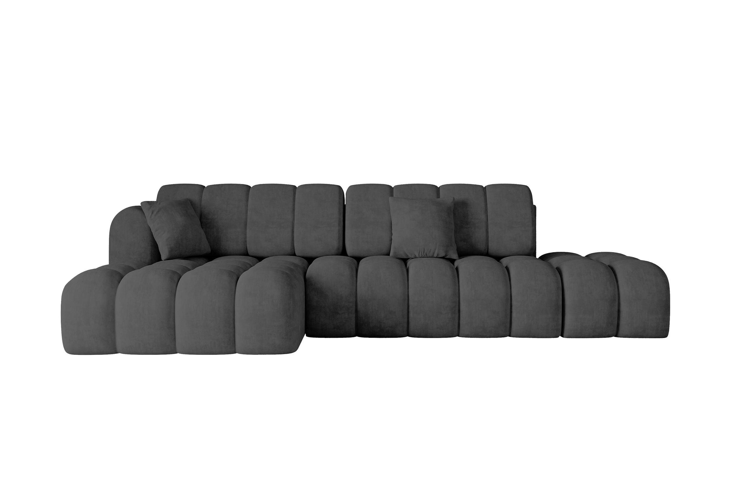 ECKSOFA mit Schlaffunktion Ottomane Links OLEA-L2 321x164x75 Dunkelgrau Velours - Dunkelgrau/Schwarz, Holzwerkstoff/Kunststoff (321/164cm) - ALTDECOR