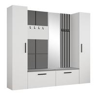 GARDEROBENSCHRANK MODULO 241,2/204/40 cm Modern Garderobe-Set Weiß - Weiß/Grau, Holzwerkstoff (241.2/204/40cm) - MASSENO