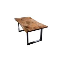 ESSTISCH LORE Holz Akazie - Zwetschgeholzfarben/Schwarz, Holz/Metall (90/180/78cm) - KAWOLA