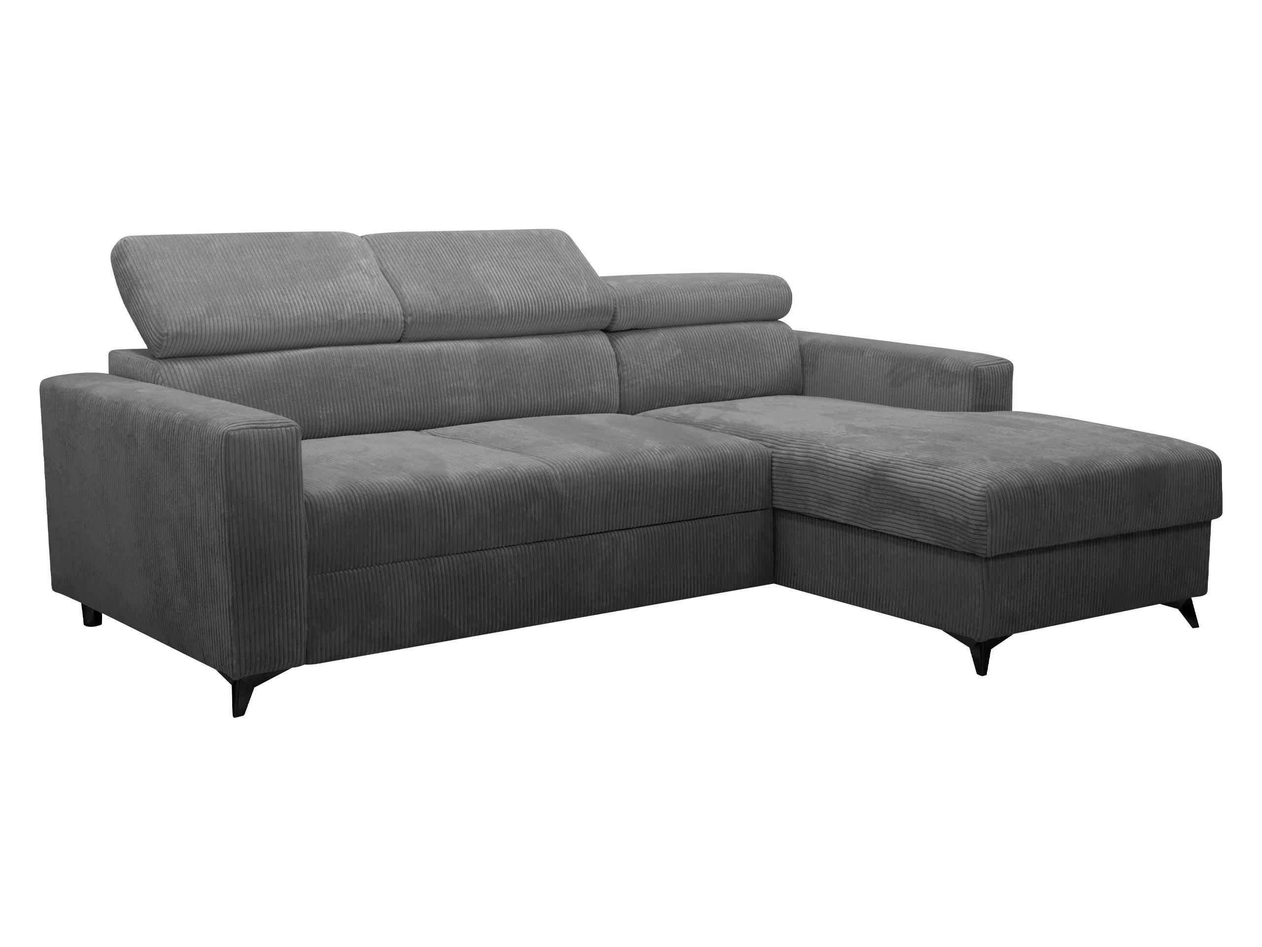 ECKSOFA Milano Premium Cord, Seite: Rechts 2R+LC - Graphitfarben/Schwarz, Holz/Textil (236/172cm) - MIRJAN24