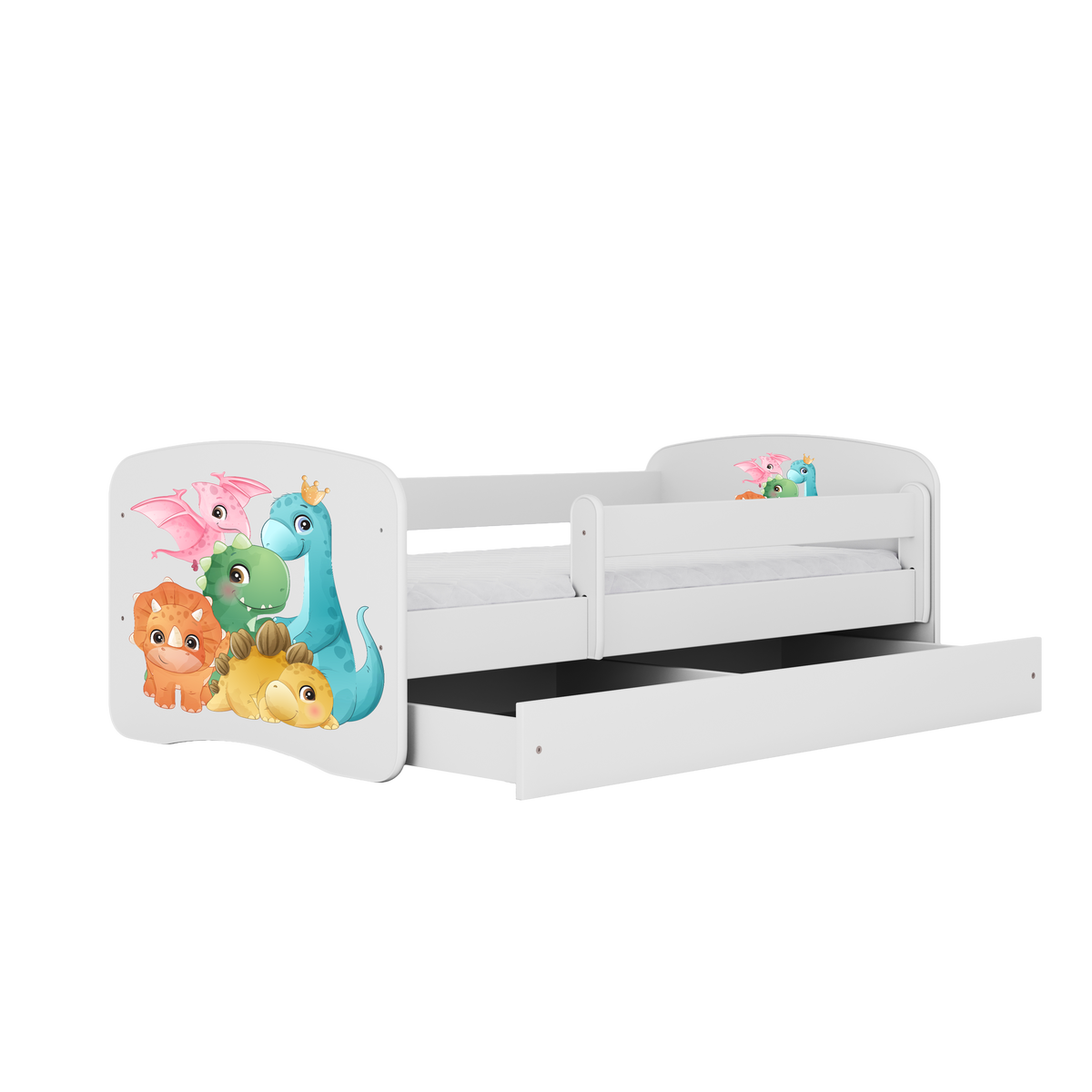 KINDERBETT Dino mit Schublade 140/70 80/61/144 - Weiß, Holzwerkstoff (70/140cm) - RAUMHIRSCH FURNITURE