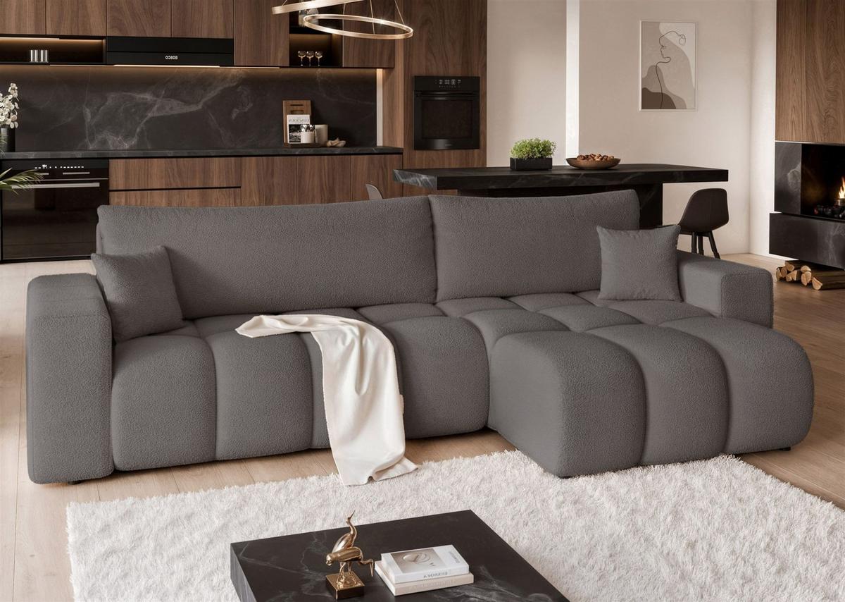 ECKSOFA Anabel Max Mit Schlaffunktion - Dunkelgrau, Holzwerkstoff/Textil (145/278cm) - Fun Möbel