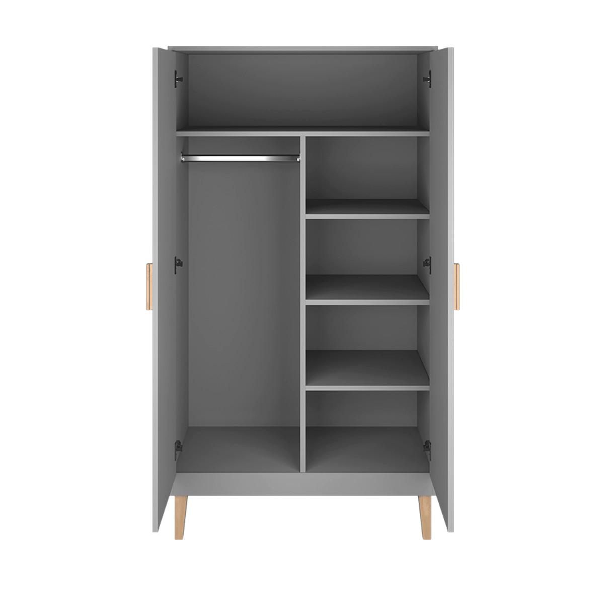 SCHRANK 2 Türen Kubi Grau - Grau, Holzwerkstoff (184/55/100cm) - Petits-meubles