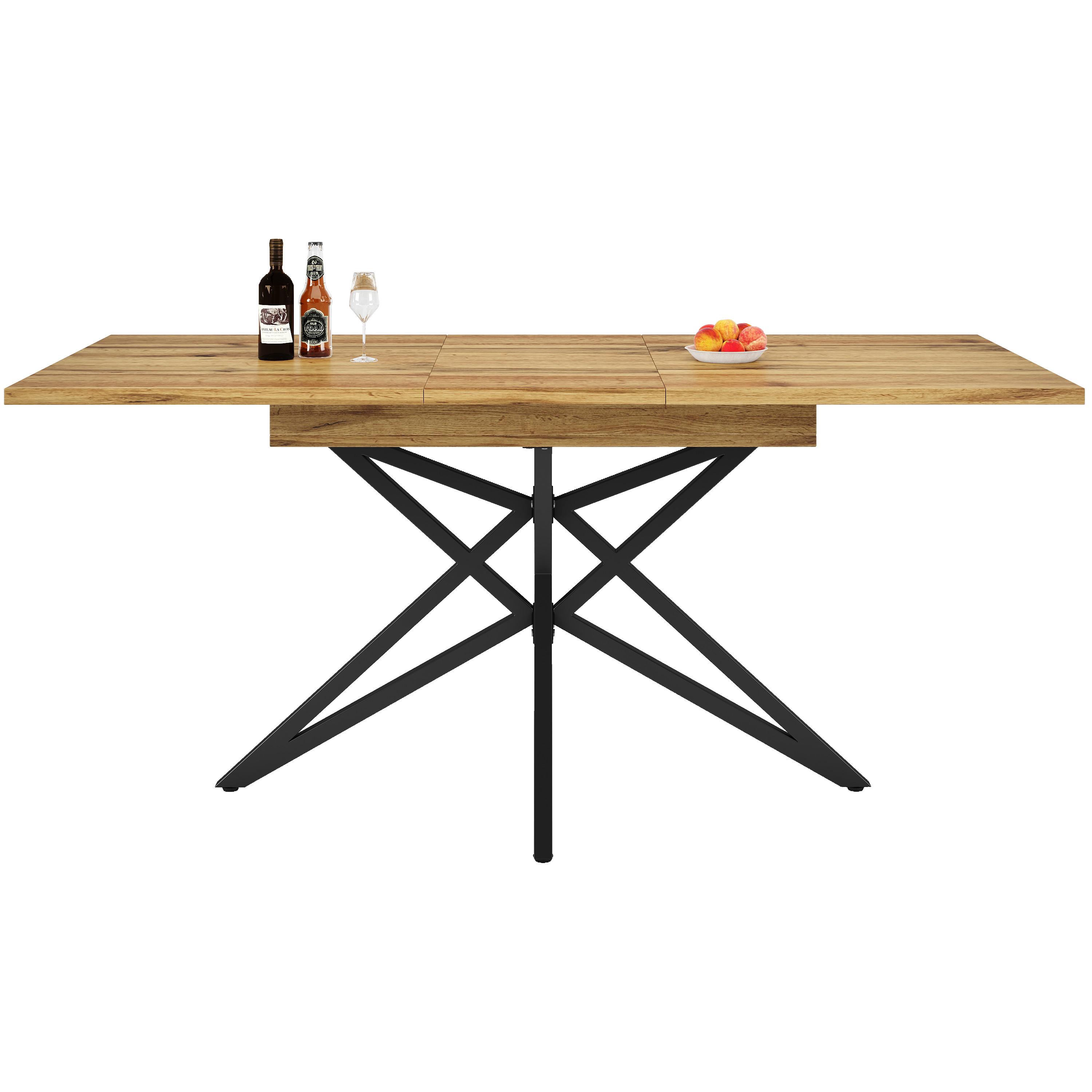 ESSTISCH ausziehbarer walnuss-optik & stern-gestell 120 bis 160 cm - Walnussfarben, Holzwerkstoff (80/120/66.1cm) - Urban Meuble