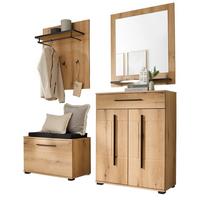 GARDEROBEN-SET Evoke Eiche 5-teilig 170 cm, Flurgarderobe mit Soft-Close - Dunkelgrau/Eichefarben, Glas/Holzwerkstoff (170/200/40cm) - Furn.Design