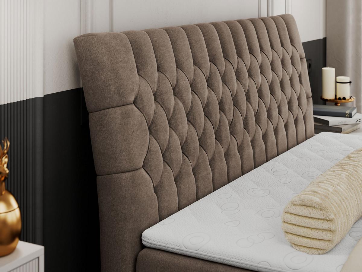 BOXBETT MILEN 120/200 Braun Velvet - H3 - Braun, Holz/Textil (120/200cm) - MKS