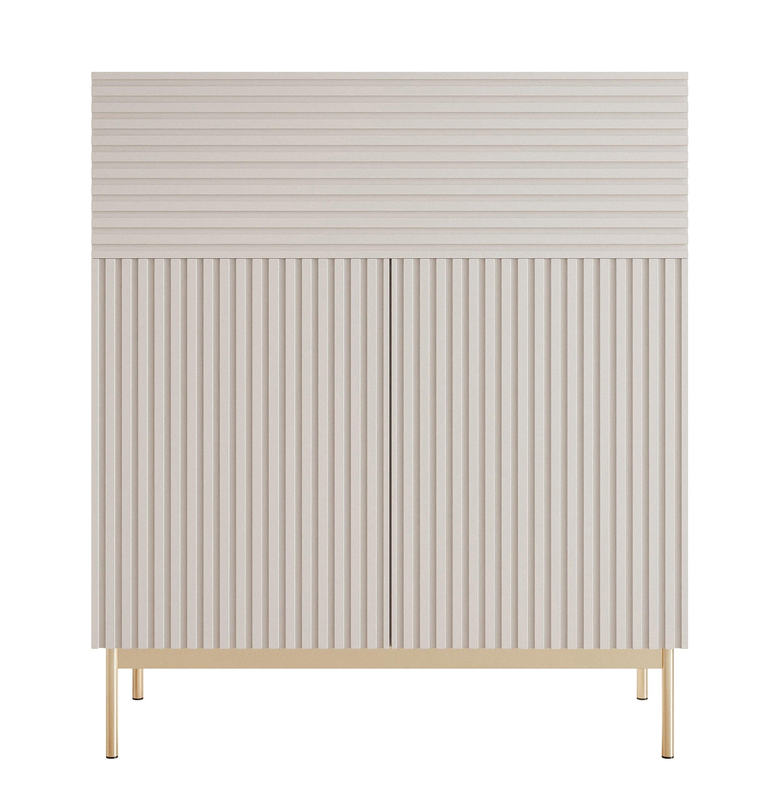 HIGHBOARD Linearis Kaschmirgrau 92 cm - Taupe/Goldfarben, Holzwerkstoff/Metall (91.9/105.4/35cm) - Selsey