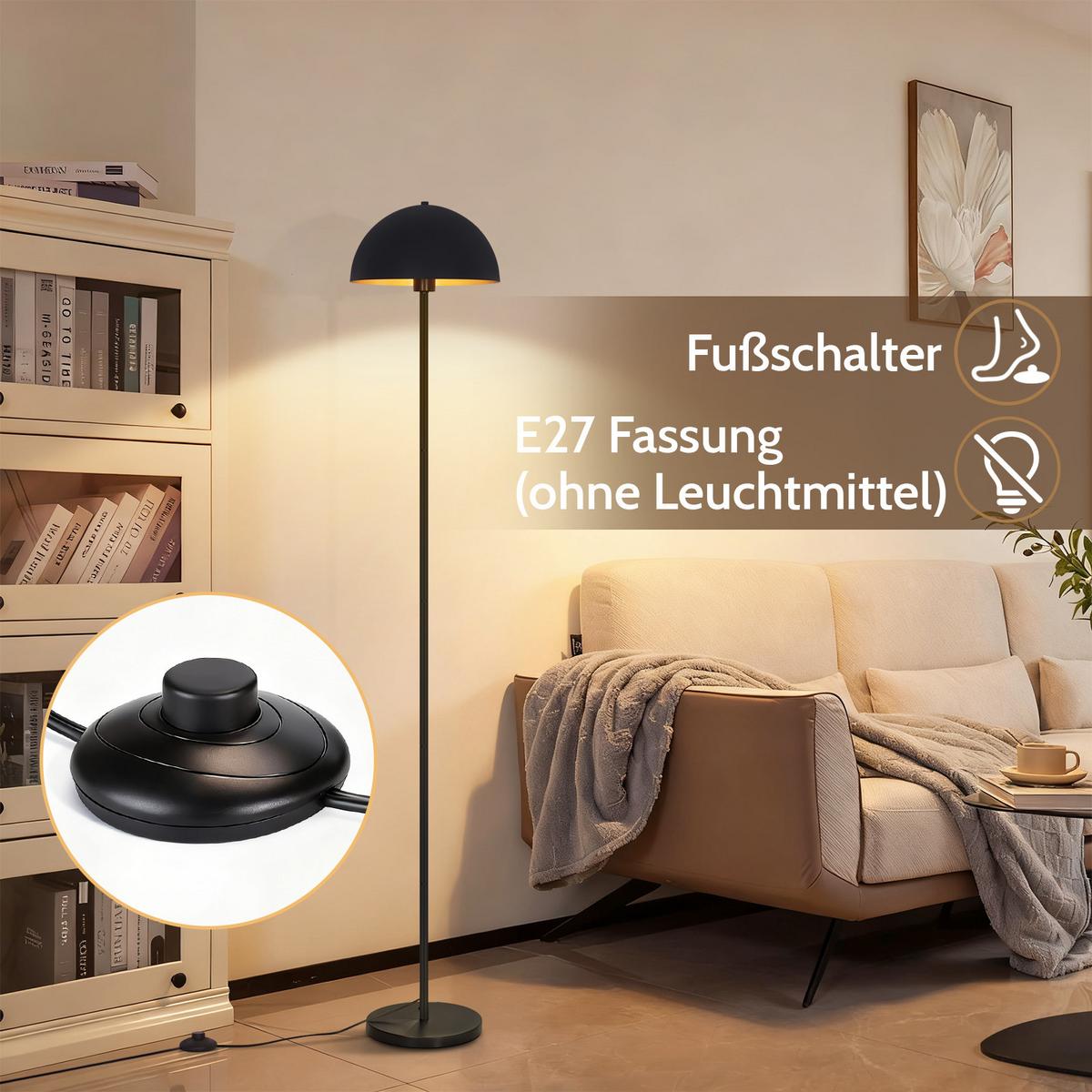 STEHLAMPE Zrelis 30/30/170 cm - Schwarz, Metall (30/30/170cm) - ZMH
