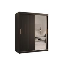 SCHWEBETÜRENSCHRANK 200/150/62 2-türig - Goldfarben/Schwarz, Holz/Kunststoff (150/200/62cm) - MÖBEL KRYSPOL