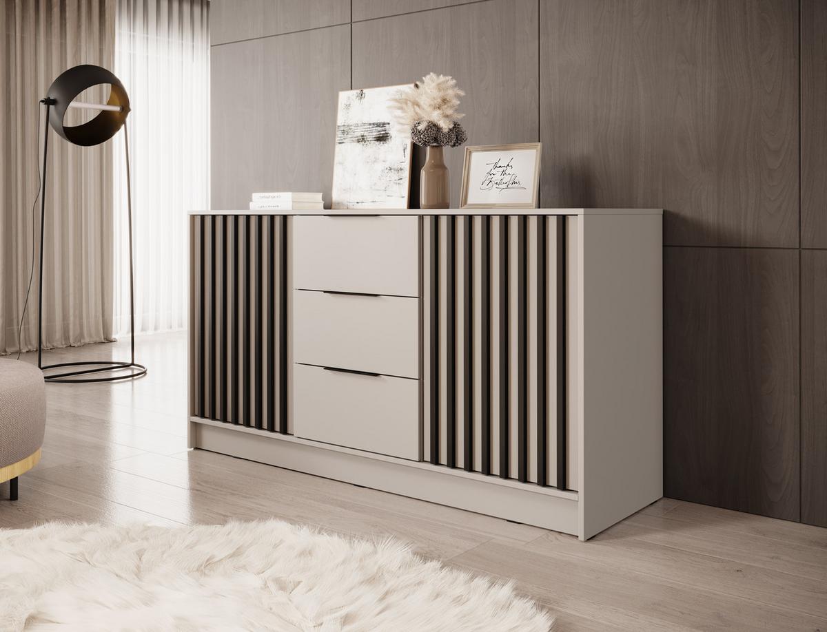 SIDEBOARD NELIANA 155/86/45cm mit 3 Schubladen 2 Türen Kaschmir - Kaschmir, Holzwerkstoff (155/86/45cm) - MASSENO