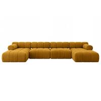 WOHNLANDSCHAFT modulares Sofa Tesso-U2 - 380x160x70 cm Senfgelb Cord - Currygelb, Holzwerkstoff/Textil (380/70/160cm) - ALTDECOR