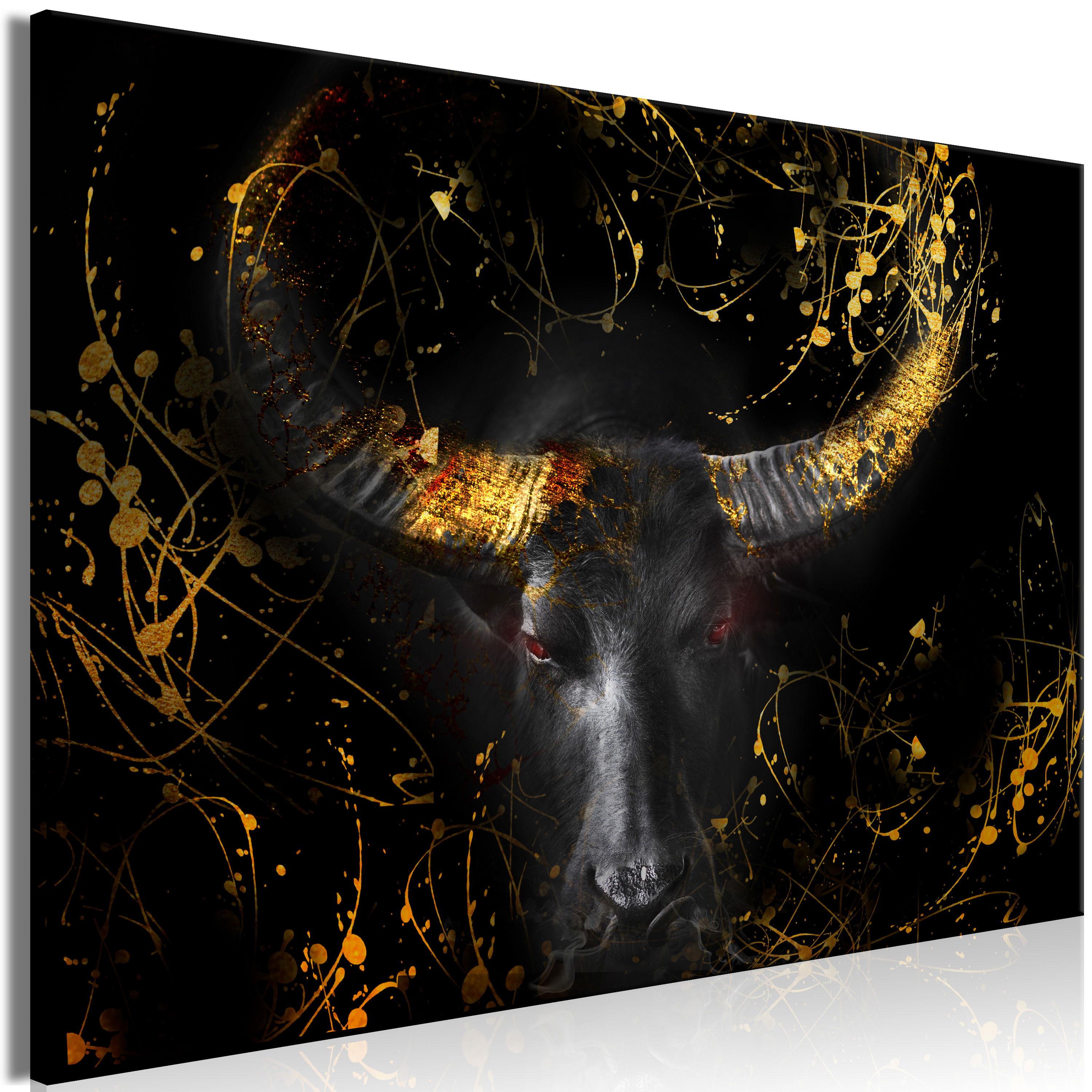KUNSTDRUCK Schwarz 120/80 cm - Goldfarben/Schwarz, Textil (120/80cm) - KUNSTLOFT