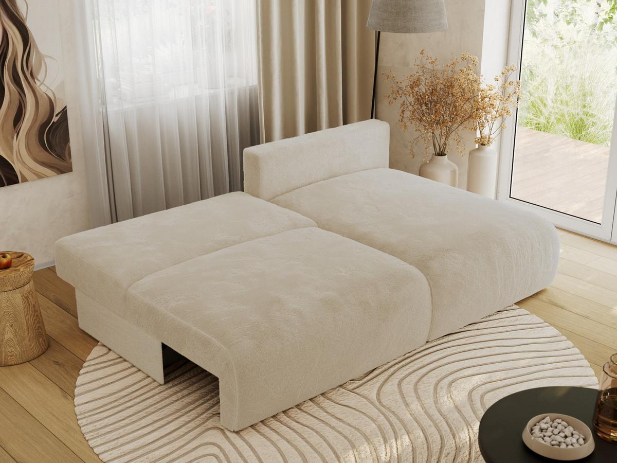 ECKSCHLAFSOFA VIVO L Creme Plüsch - rechts - Creme/Schwarz, Kunststoff/Textil (150/223cm) - MKS