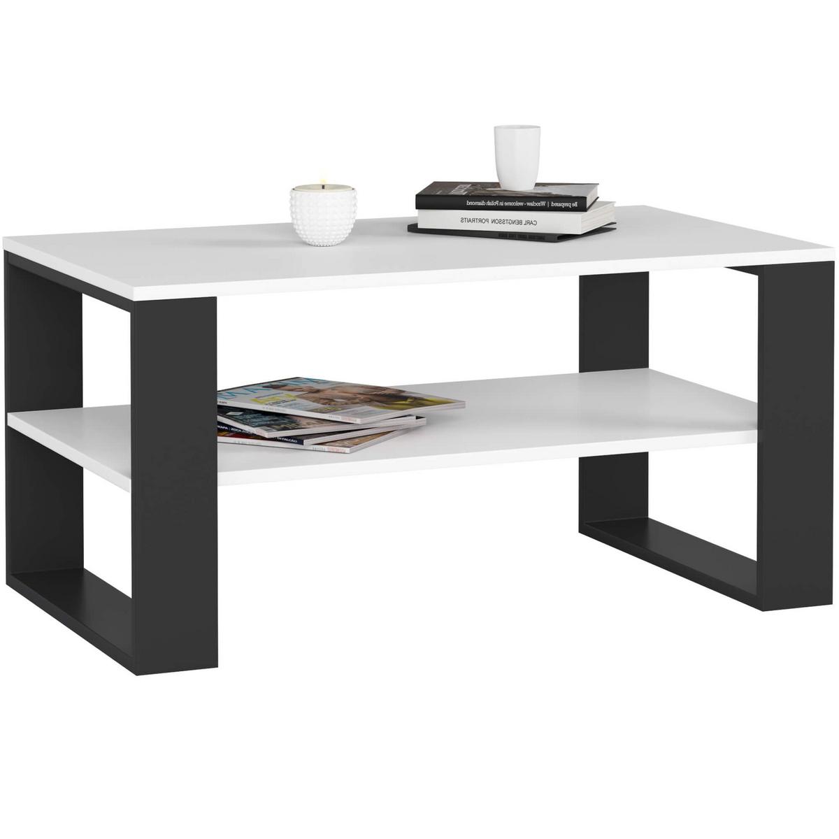 COUCHTISCH Weiß, Schwarz 45/92/53 - Schwarz/Weiß, Holzwerkstoff (53/92/45cm) - RAUMHIRSCH FURNITURE