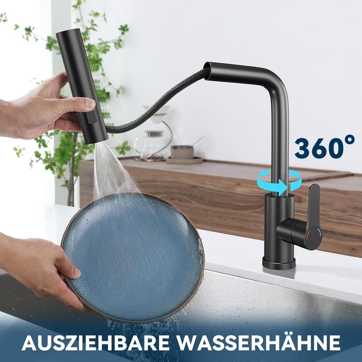 WASCHTISCHARMATUR Mareussa 23/14/28 cm - Schwarz, Metall (23/14/28cm) - ZMH